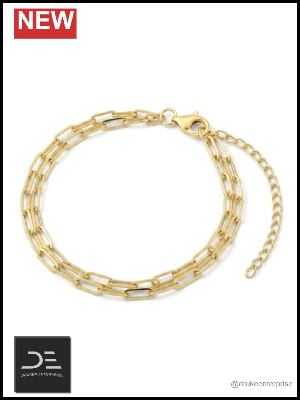 14K Gold Dainty Paperclip Chain Bracelet Layered Women Jewelry